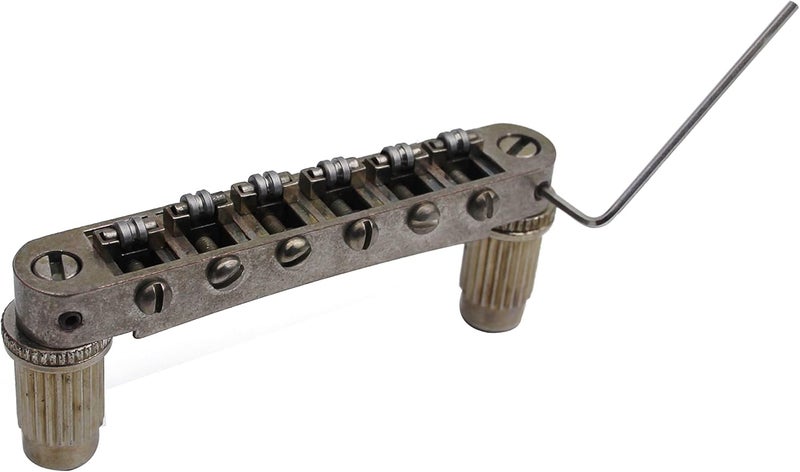 guyker Guitar Tune-O-Matic Roller Saddle Bridge Replacement Part Compatible with Gibson Les Paul LP SG Style 6 String Electric Guitar - GM005, Rust Color - Image 1